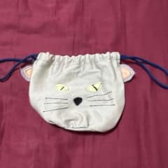 猫の顔デザイン巾着ポーチのサムネイル