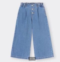 GU　フロントボタンイージーワイドデニムパンツ　110cmのサムネイル