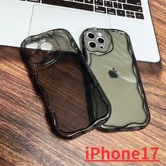 【iPhone17】 ケース ウェーブ 耐衝撃 アクスタ 推し活 ブラックのサムネイル