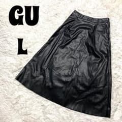 【匿名配送】GU ジーユー レディース スカート ブラック 合成皮革のサムネイル
