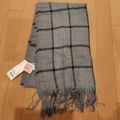 UNIQLO 히트텍 머플러 그레이✕네이비 체크 무늬