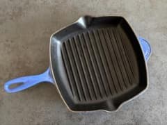 ル・クルーゼ グリルパン スクエア ブルー系 鋳物 ホーロー IH対応 箱なし ル・クルーゼ グリルパン スクエア ブルー系 鋳物 ホーロー IH対応 箱