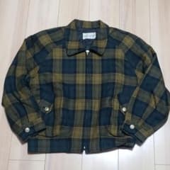 80s VINTAGE KICKS LEADS 울 체크 블루존 골드 버튼