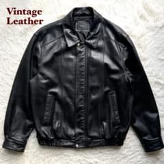 90's✨レザージャケット 本革 ボンバー ブルゾン 襟付 深水光太 黒 L