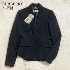 未使用タグ付 BURBERRY テーラードジャケット ブレザー ウール ロゴ 