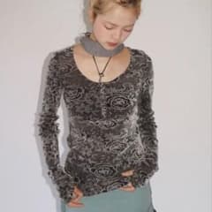 sheer velours henry tops / ヘンリートップスのサムネイル