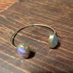天然石 ゴールドカラー バングル ブレスレット - 4