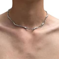 Wave born silver short necklace y2k 深水光太