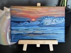夕日と氷」 手描き 油絵 風景画 原画 肉筆 油彩画 印象派 - メルカリ
