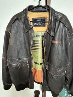 90s Vintage A2 レザー フライトジャケット ピンナップガール 短丈