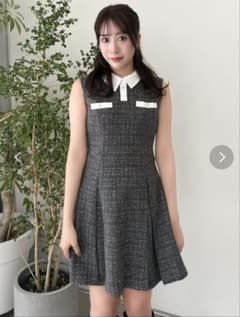 ダズリン dazzlin シャツカラーツイードミニワンピース　美品のサムネイル