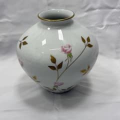 備品】香蘭社 花瓶 磁器 かびん 壺 バラ柄 金縁 - メルカリ