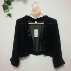 結婚式＆パーティーに♪黒シースルーボレロカーディガンのサムネイル