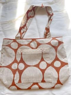 ハンドメイド トートバッグ ドット柄 オレンジのサムネイル