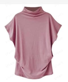 ハイネック ドルマン 半袖Tシャツ ピンクのサムネイル