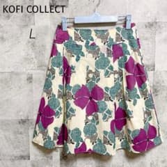 KOFI COLLECT【L】フレアスカート 薄手 レトロ花柄 ドットドビー