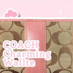 COACH 二つ折り財布 ベージュ/ピンクのサムネイル