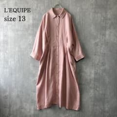 L’EQUIPE レキップ バンドカラーロングシャツワンピース レキップ L'EQUIPE 麻100% ロングシャツワンピース ピンク 13 - メルカリ