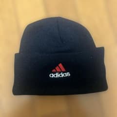 Y2K adidas ロゴビーニー ニット帽 ブラック ストリート 古着のサムネイル