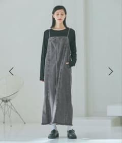 LAKOLE フロントジップ デニム キャミワンピース ブラックのサムネイル