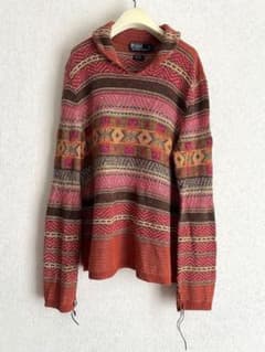 希少 ラルフローレン ネイティブ柄 シルクリネン ニットセーター L コンチョのサムネイル