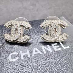極美品 CHANEL ピアス ココマーク ラインストーン A12V 刻印あり