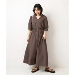 IENA イエナ サッカーストライプフォルムワンピース ロング フレア ブラウンのサムネイル