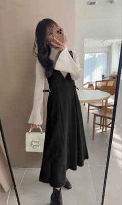 グレイル○サイドベルトスエードポンチフレアジャンパースカート