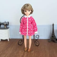1493【復刻版初代リカちゃん】ピンクのレトロワンピース※リカちゃん服