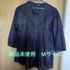新品未使用しまむらSEASON REASON Mサイズ五分袖ブラウス ブラック