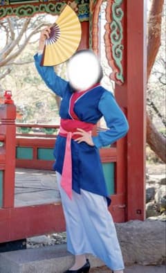 ムーラン　コスプレ衣装、ウィッグ、扇子付き　Dハロ仮装　Lサイズ m33831789089_1.jpg?1781959187