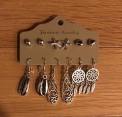 シルバーアクセ風　シルバー風ピアス　６セット　ドリームキャッチャー　インディアンのサムネイル