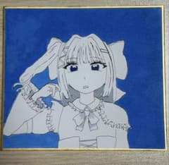 アニメ風手描き人物画 女性キャラクター 手描きイラスト 色紙 アニメ風 少女 女の子 オリジナルキャラクター