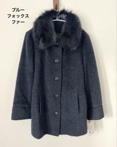 美品✩アルパカ＆ウール✩ブルーフォックス✩フード有り✩ファーコート✩柔らか✩軽い 新品】ブルーフォックスファー コート 毛 モヘア アルパカ フォーマル