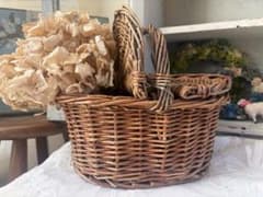 フランスアンティーク パニエ 木製 バスケット 藤 かご 籠 ボックス