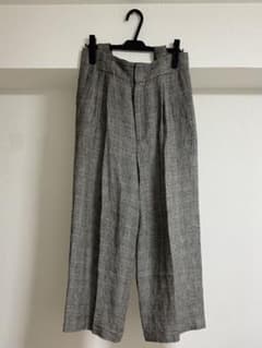 BABYLONE リネンシルク チェックサロペットパンツ 2WAY グレーのサムネイル