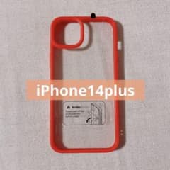 iPhone14Plus 케이스 레드 클리어 스마트 폰 스탠드 & 스티커 포함