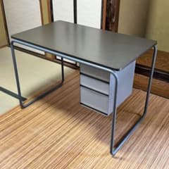THONET 無印良品 スチールパイプデスク・M ／ダークグレー シェルフ
