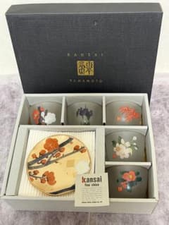 06】山本寛斎 花柄グラス＆ソーサー5客セット（冷茶セット） - メルカリ