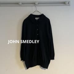 JOHN SMEDLEY コットン　ポロニット　七分袖　ブラック　サイズS JOHN SMEDLEY コットン ポロニット 七分袖 ブラック サイズS - メルカリ