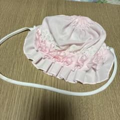ベビー帽子 ピンク フリル レース付きのサムネイル