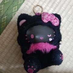 Hello Kitty ぬいぐるみ マスコット 黒 ピンクのサムネイル