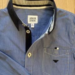 Armani Junior 長袖シャツ 青と白ストライプ - メルカリ