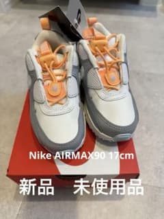 NIKE Air Max 90 キッズシューズ ホワイト/グレー/オレンジのサムネイル