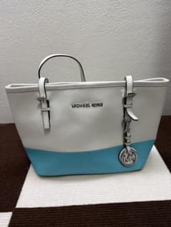 MICHAEL KORS ホワイト/ターコイズ トートバッグ ハンドバッグ - メルカリ