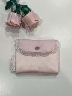 ミニポーチ ハンドメイド 韓国 サテン×薔薇レースのサムネイル