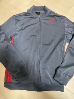 【美品】adidas ジャージ ジャケット グレー レッドのサムネイル
