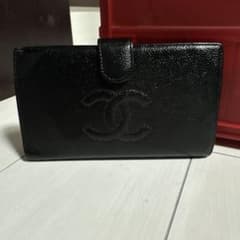 正規品☆CHANEL (シャネル) がま口 ココマーク 二つ折り長財布 レザー CHANEL シャネル レザー 二つ折り 長財布 ピンク ココマーク がま口