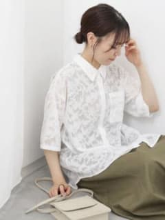 ehka sopo 花柄シアーシャツ 半袖 オーバーサイズのサムネイル
