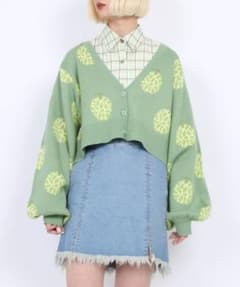 PUNYUS フード柄ショートニットカーディガン サイズ3のサムネイル
